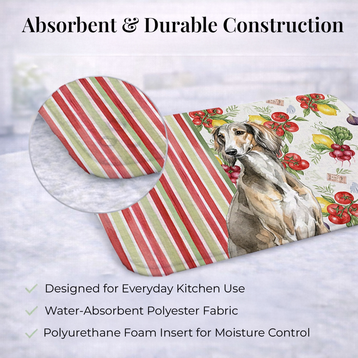 Picture of Carolines Treasures WDK8396DDM 21 x 14 in. Grizzle Saluki Vegetables Dish Drying Mat