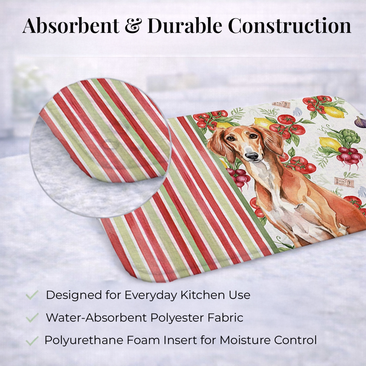Picture of Carolines Treasures WDK8397DDM 21 x 14 in. Red Saluki Vegetables Dish Drying Mat