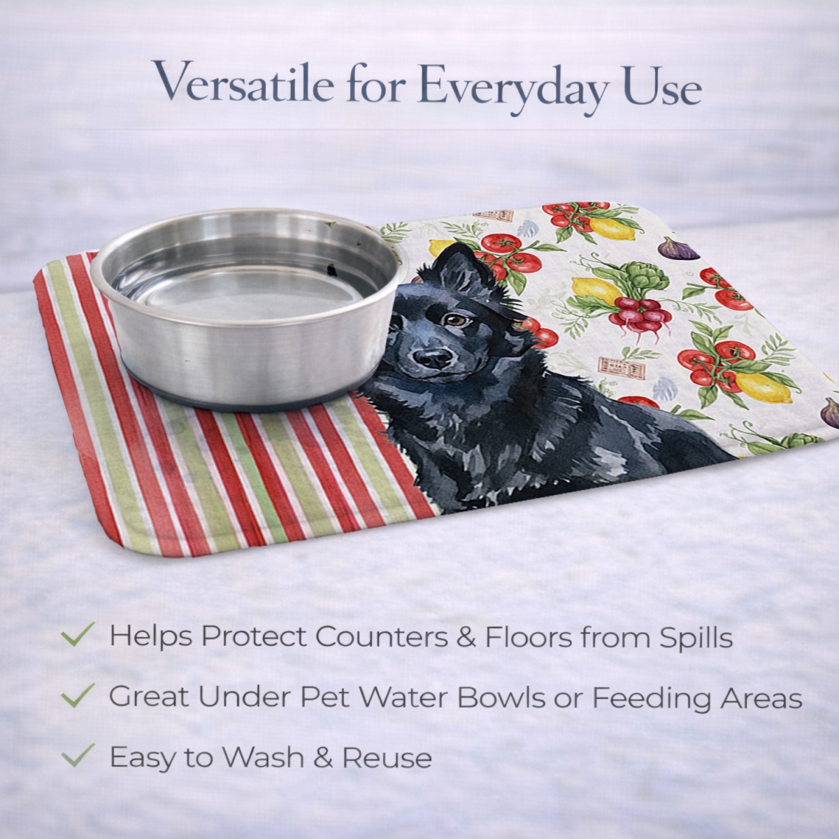 Picture of Carolines Treasures WDK8400DDM 21 x 14 in. Schipperke Vegetables Dish Drying Mat