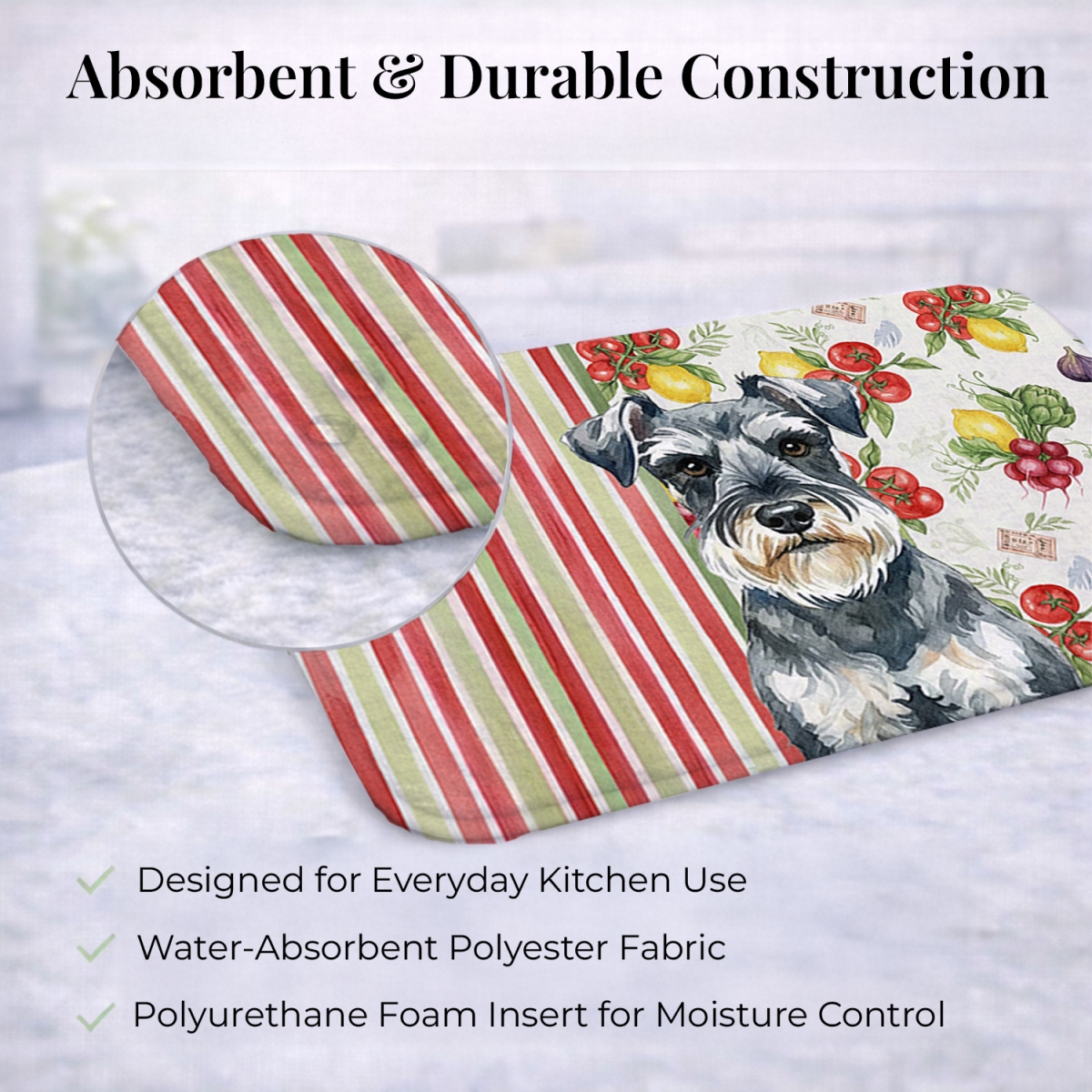 Picture of Carolines Treasures WDK8401DDM 21 x 14 in. Schnauzer Vegetables Dish Drying Mat