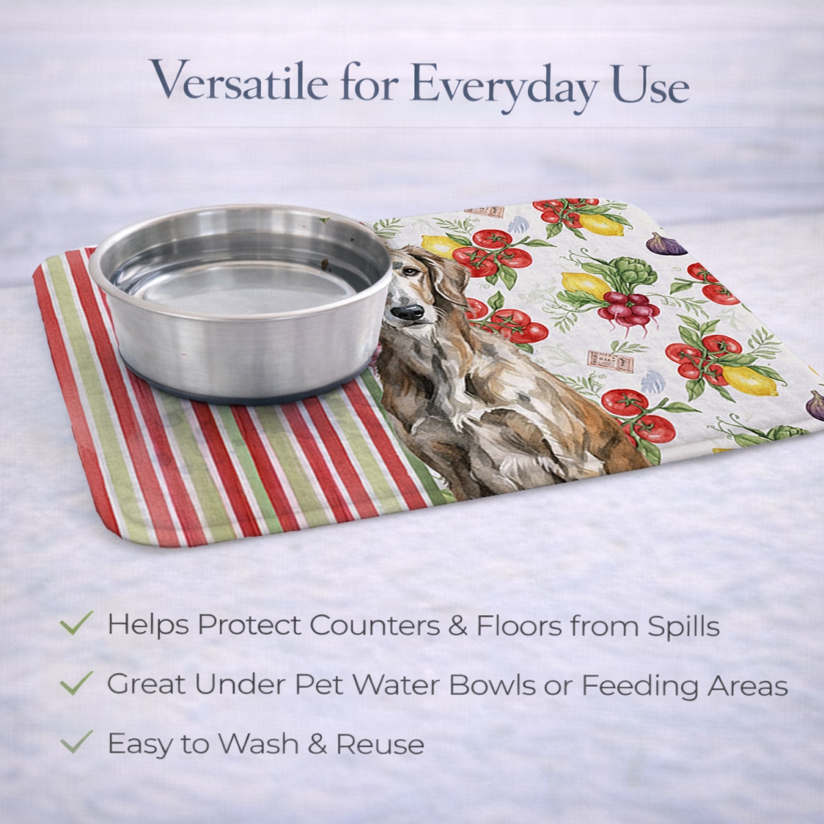 Picture of Carolines Treasures WDK8403DDM 21 x 14 in. Brindle Scottish Deerhound Vegetables Dish Drying Mat