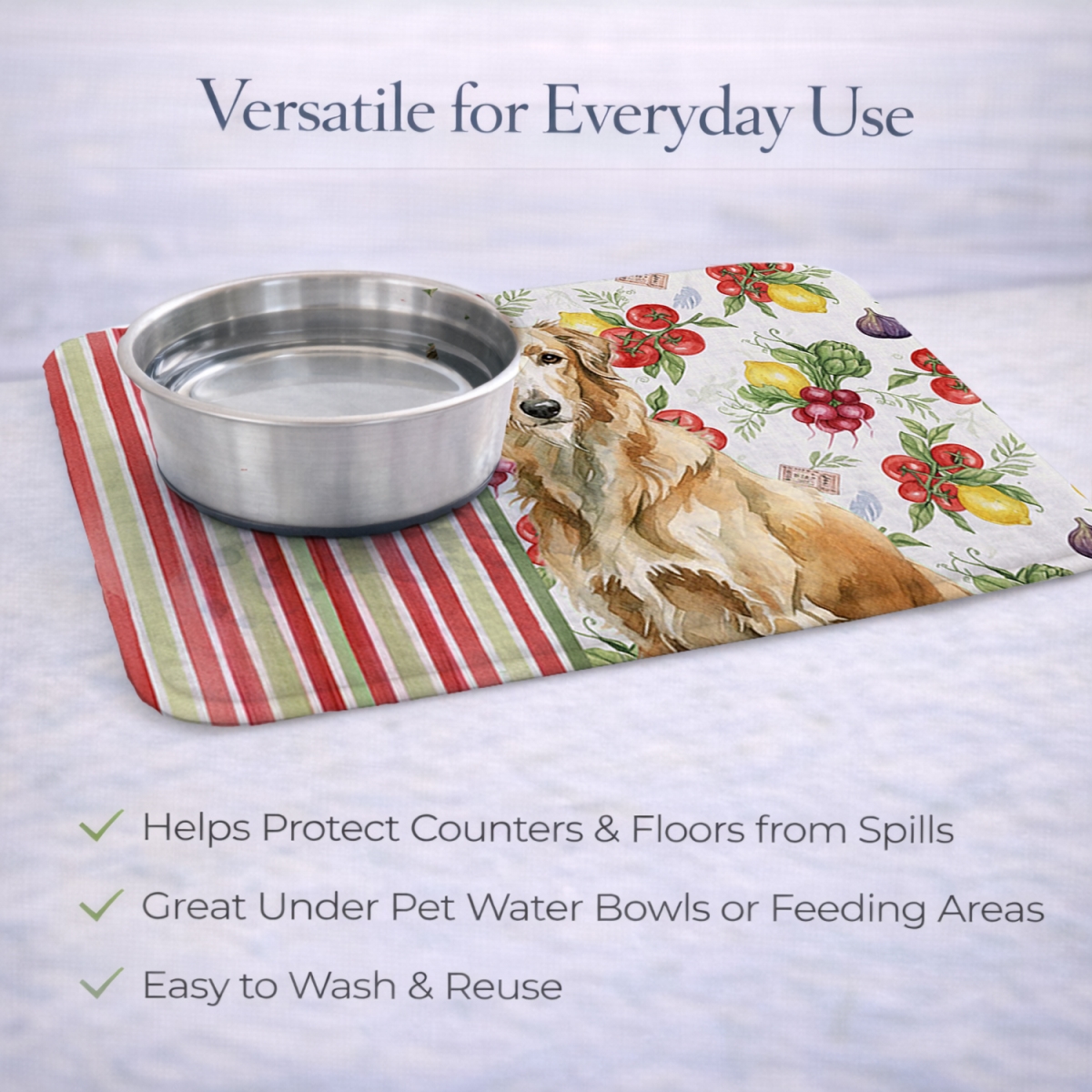Picture of Carolines Treasures WDK8404DDM 21 x 14 in. Wheaten Scottish Deerhound Vegetables Dish Drying Mat