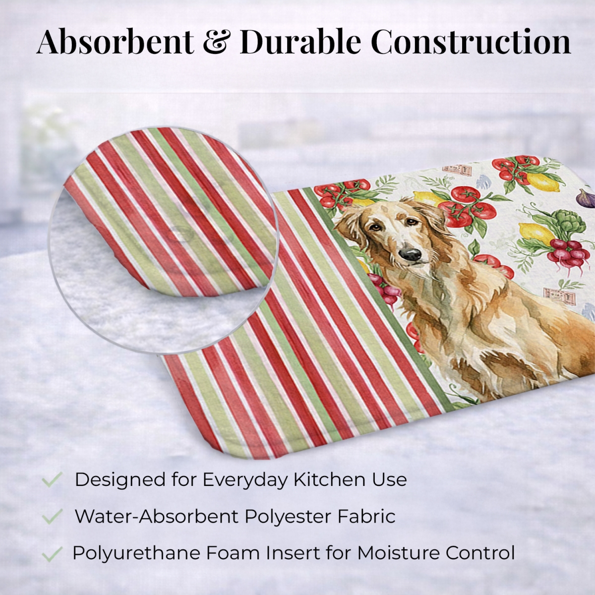 Picture of Carolines Treasures WDK8404DDM 21 x 14 in. Wheaten Scottish Deerhound Vegetables Dish Drying Mat