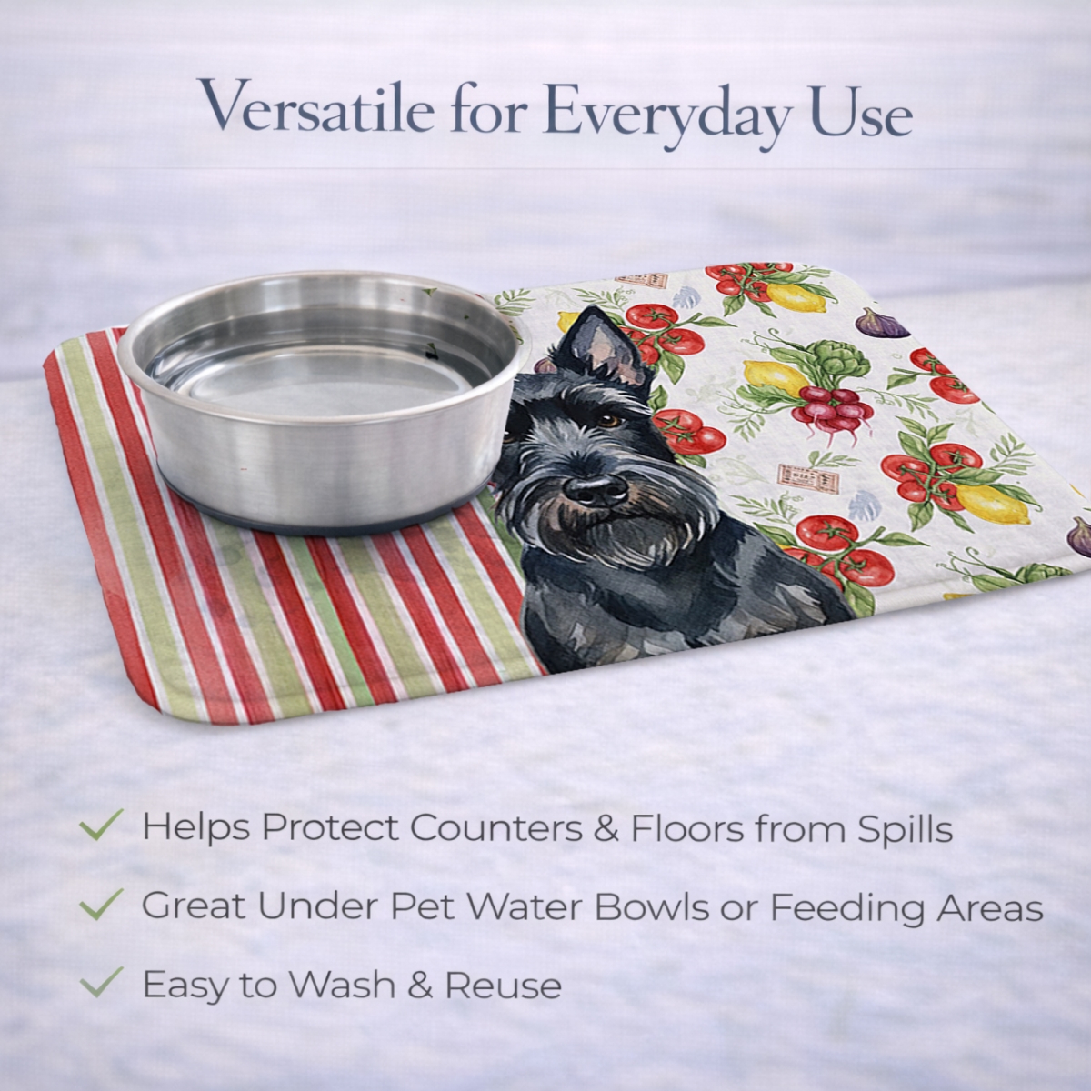 Picture of Carolines Treasures WDK8405DDM 21 x 14 in. Scottish Terrier Vegetables Dish Drying Mat