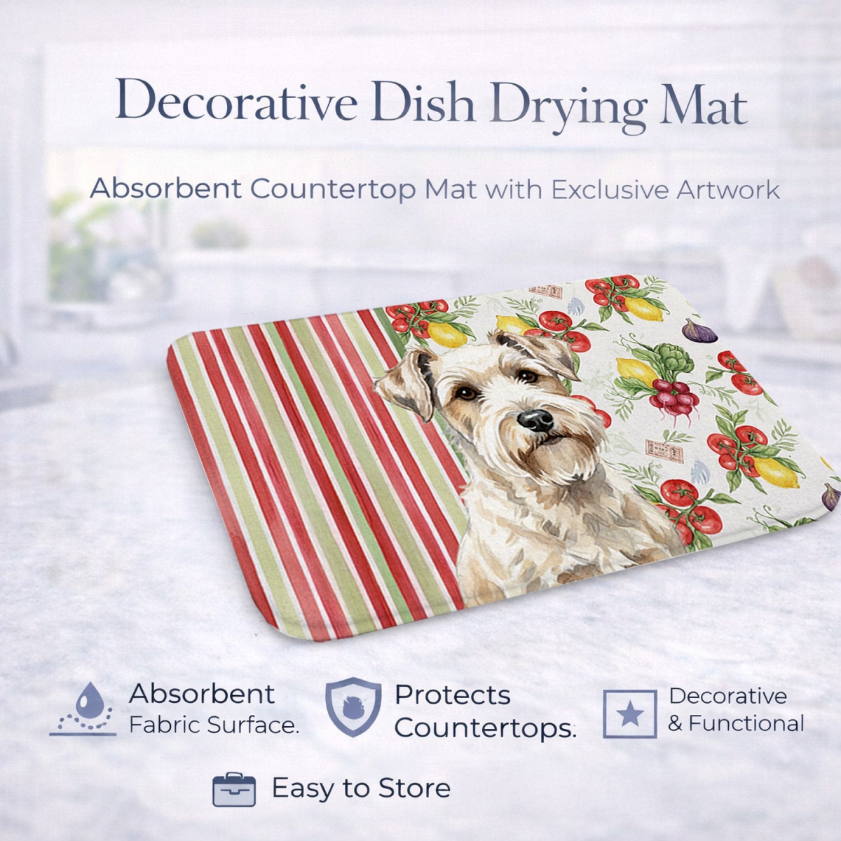 Picture of Carolines Treasures WDK8406DDM 21 x 14 in. Sealyham Terrier Vegetables Dish Drying Mat