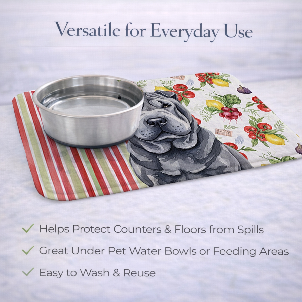Picture of Carolines Treasures WDK8407DDM 21 x 14 in. Black Shar Pei Vegetables Dish Drying Mat