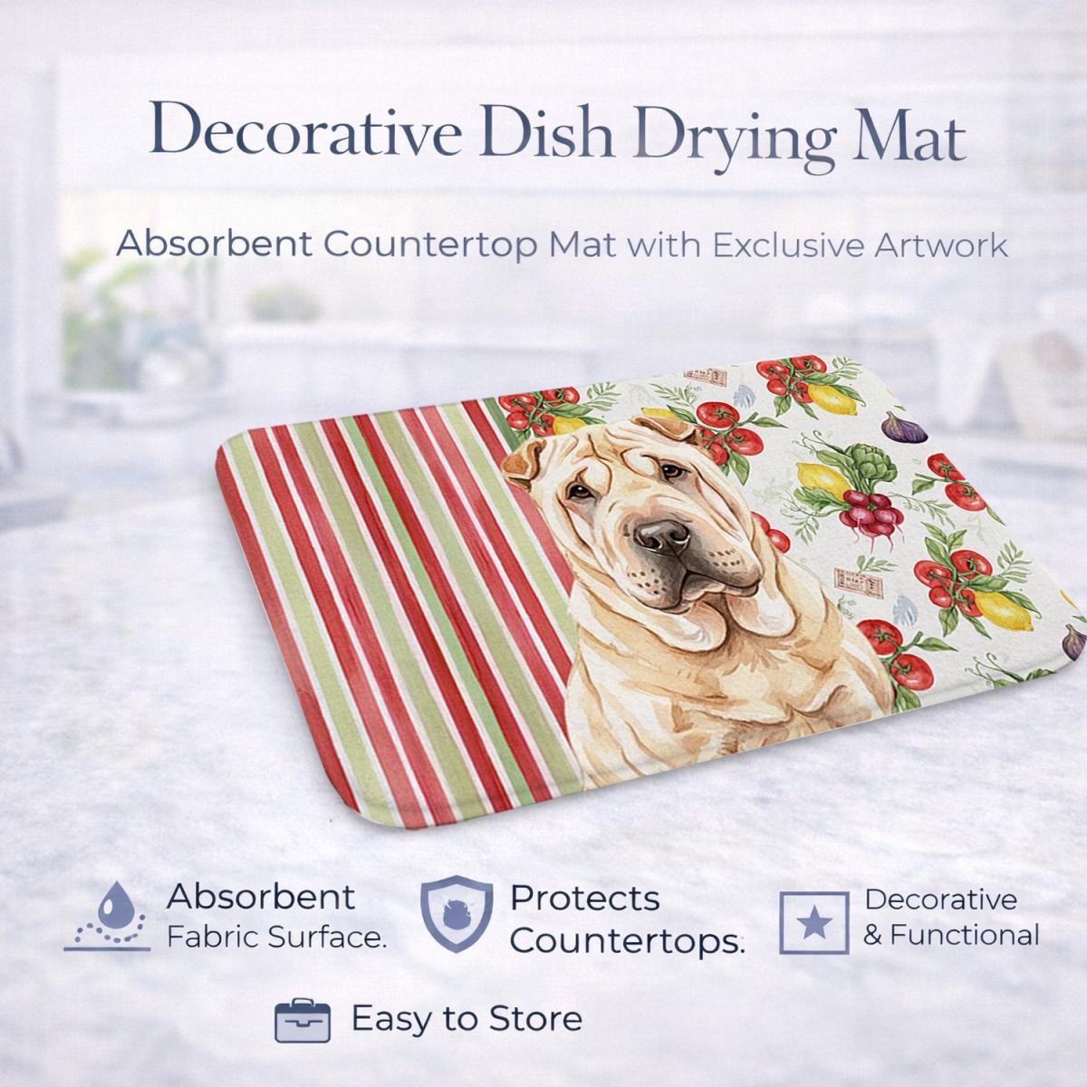 Picture of Carolines Treasures WDK8408DDM 21 x 14 in. Shar Pei Vegetables Dish Drying Mat