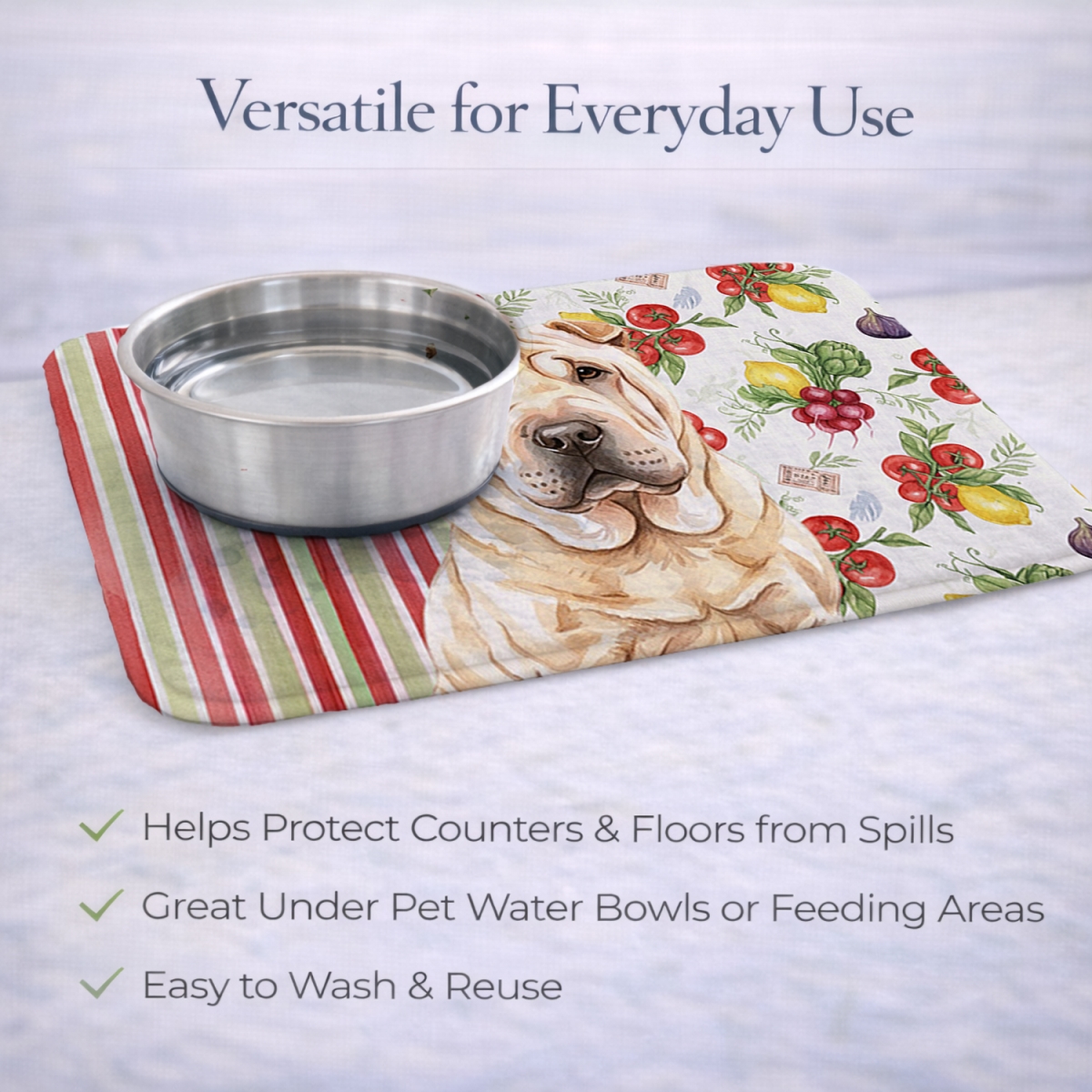 Picture of Carolines Treasures WDK8408DDM 21 x 14 in. Shar Pei Vegetables Dish Drying Mat