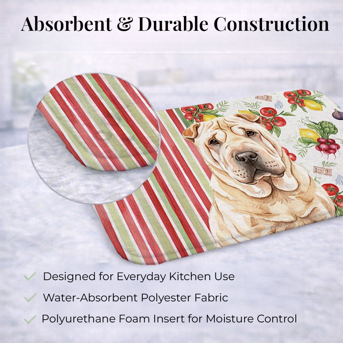 Picture of Carolines Treasures WDK8408DDM 21 x 14 in. Shar Pei Vegetables Dish Drying Mat