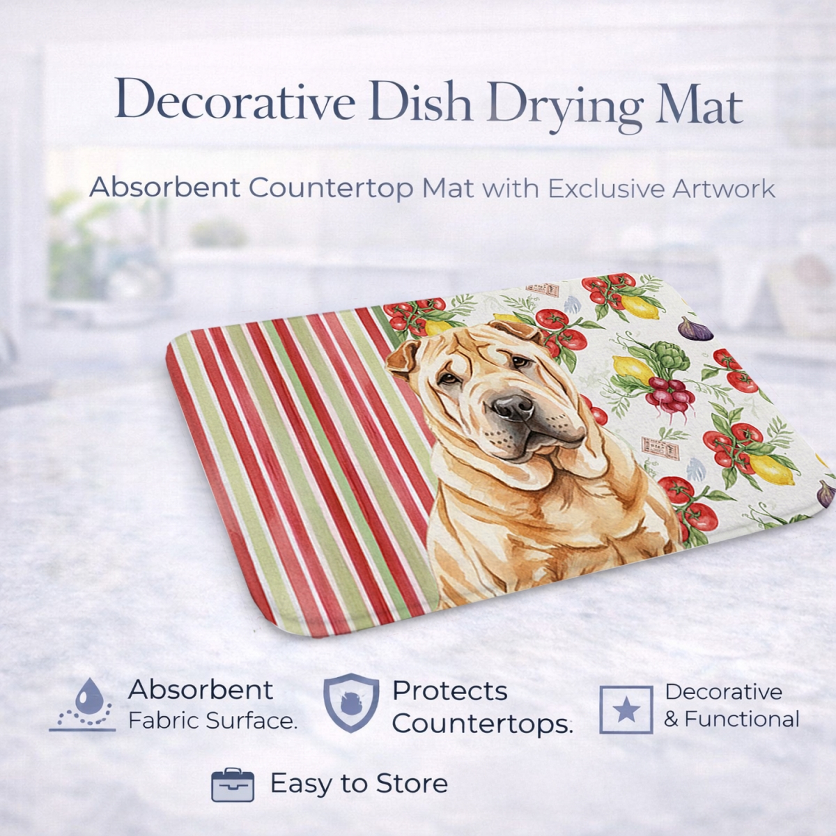 Picture of Carolines Treasures WDK8409DDM 21 x 14 in. Red Shar Pei Vegetables Dish Drying Mat
