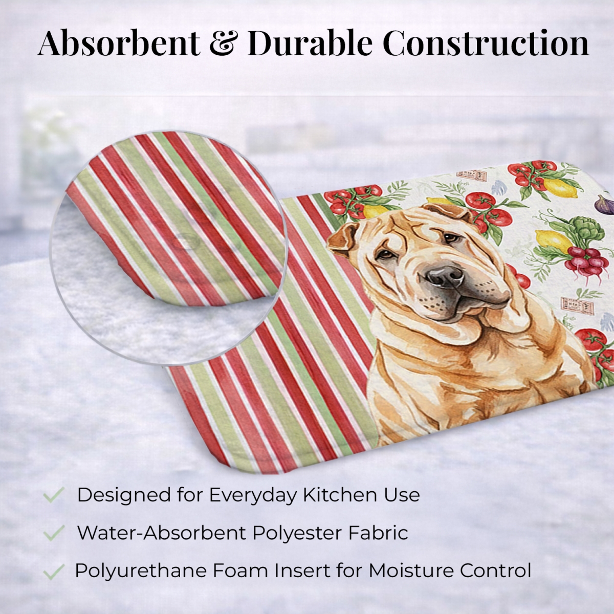 Picture of Carolines Treasures WDK8409DDM 21 x 14 in. Red Shar Pei Vegetables Dish Drying Mat