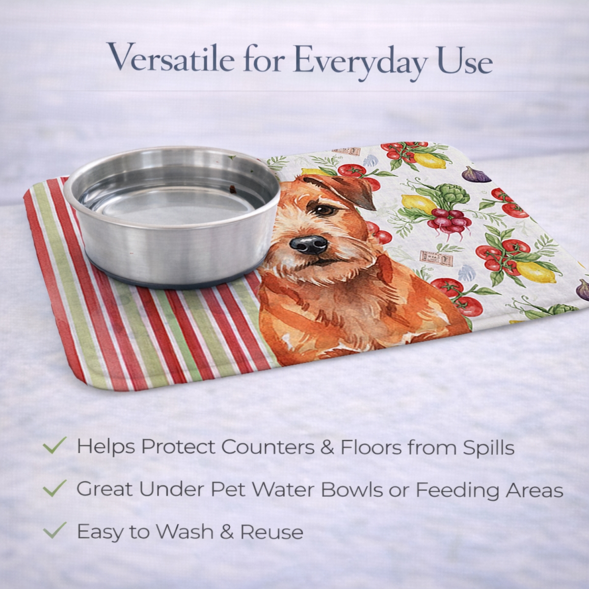 Picture of Carolines Treasures WDK8127DDM 21 x 14 in. Red Border Terrier Vegetables Dish Drying Mat