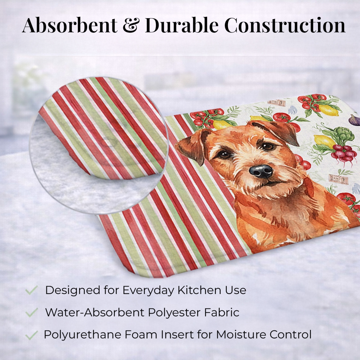 Picture of Carolines Treasures WDK8127DDM 21 x 14 in. Red Border Terrier Vegetables Dish Drying Mat