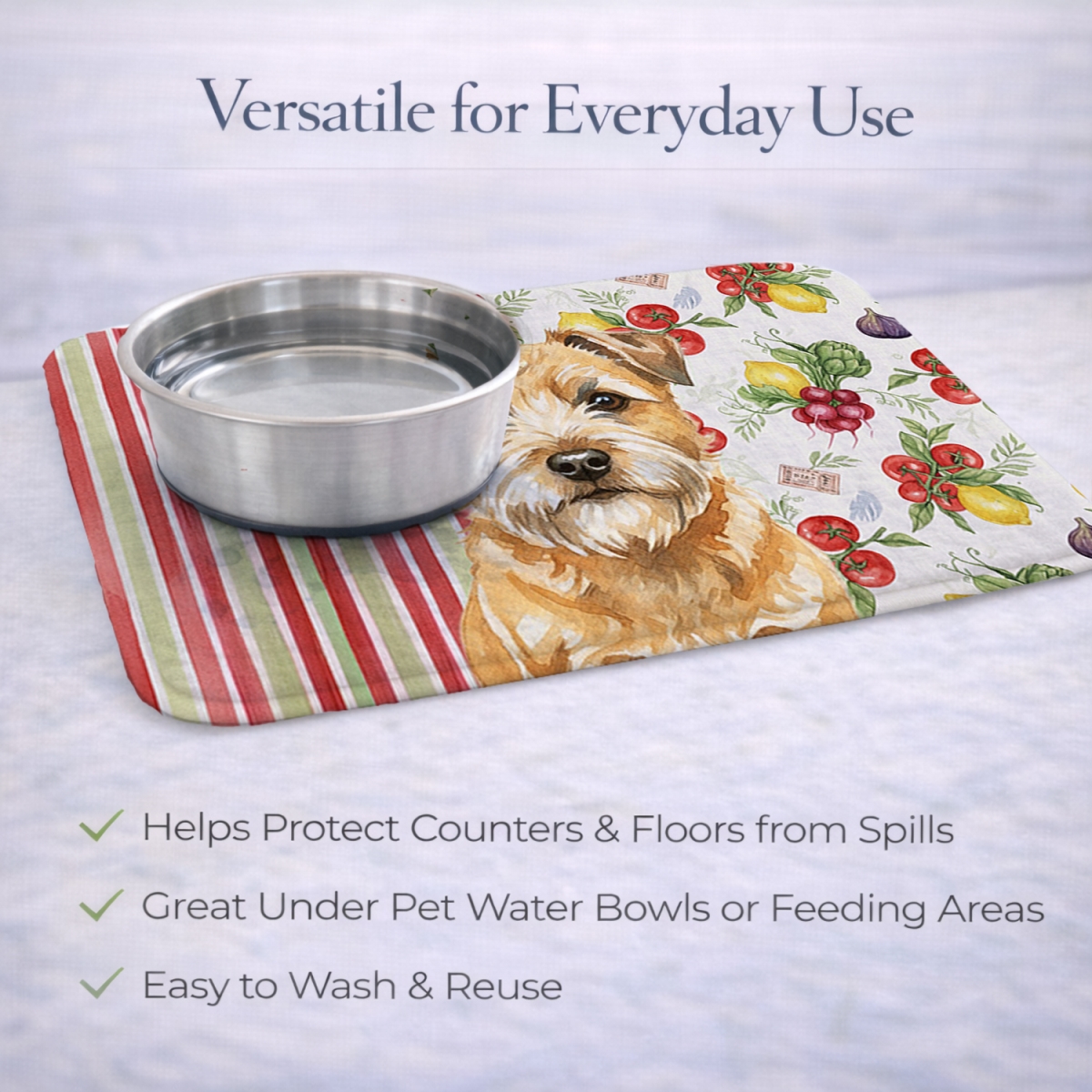 Picture of Carolines Treasures WDK8128DDM 21 x 14 in. Wheaten Border Terrier Vegetables Dish Drying Mat