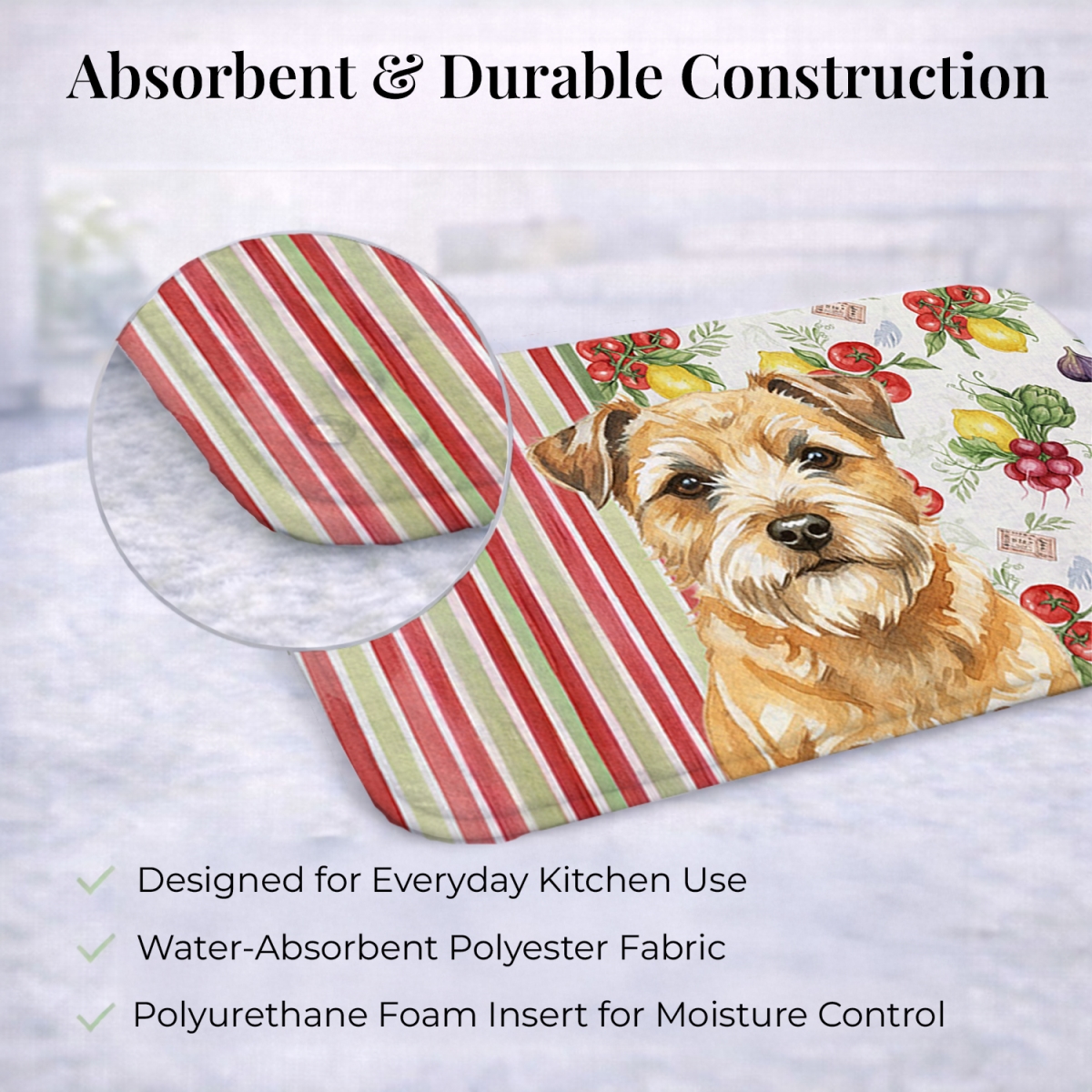 Picture of Carolines Treasures WDK8128DDM 21 x 14 in. Wheaten Border Terrier Vegetables Dish Drying Mat