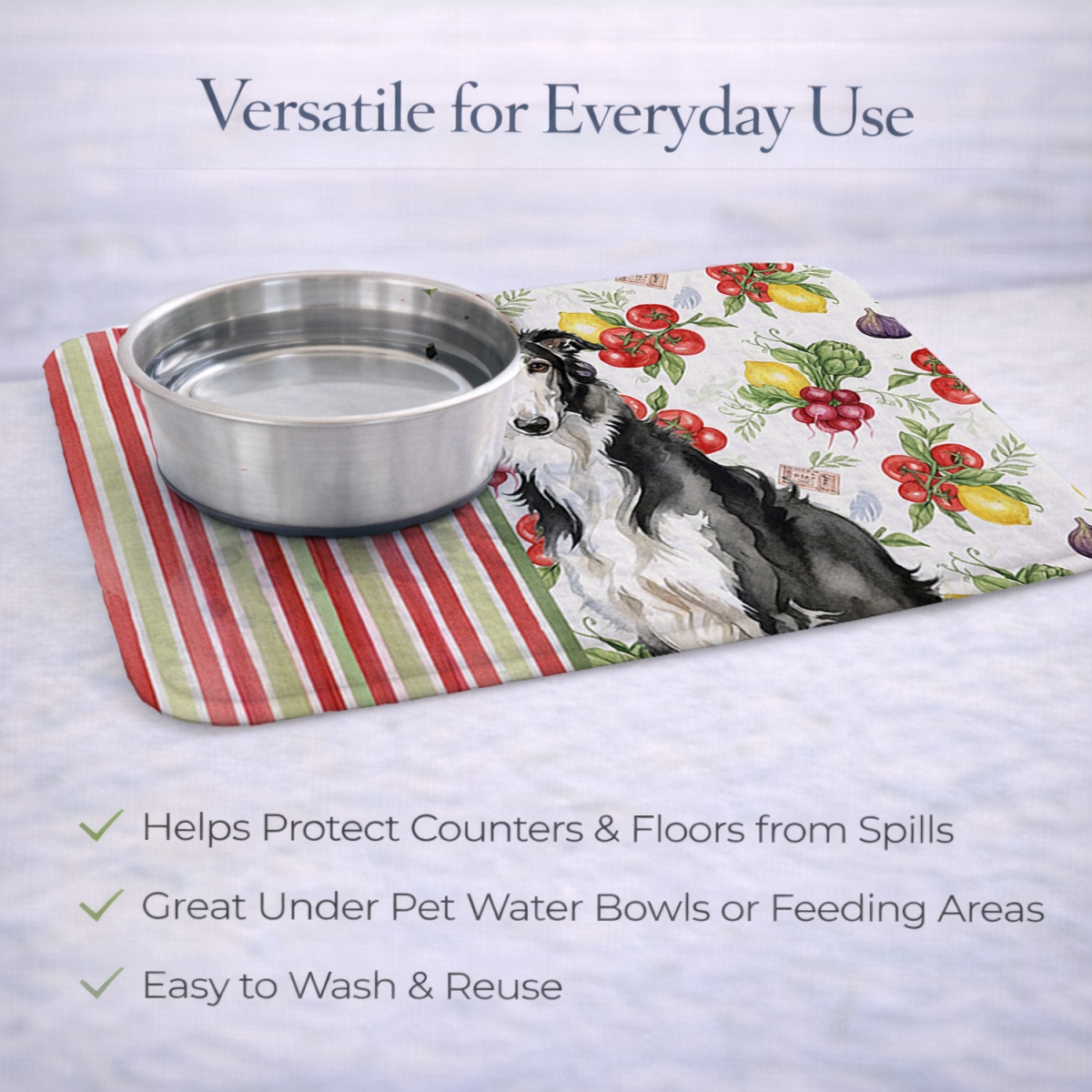 Picture of Carolines Treasures WDK8129DDM 21 x 14 in. Black & White Borzoi Vegetables Dish Drying Mat