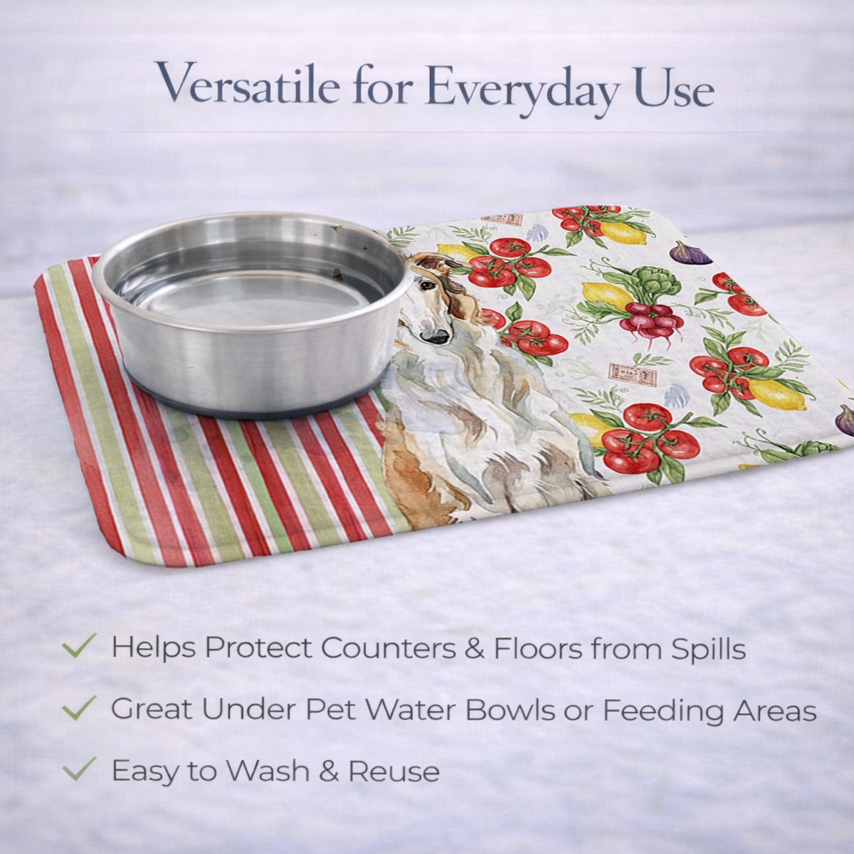 Picture of Carolines Treasures WDK8130DDM 21 x 14 in. Borzoi Vegetables Dish Drying Mat