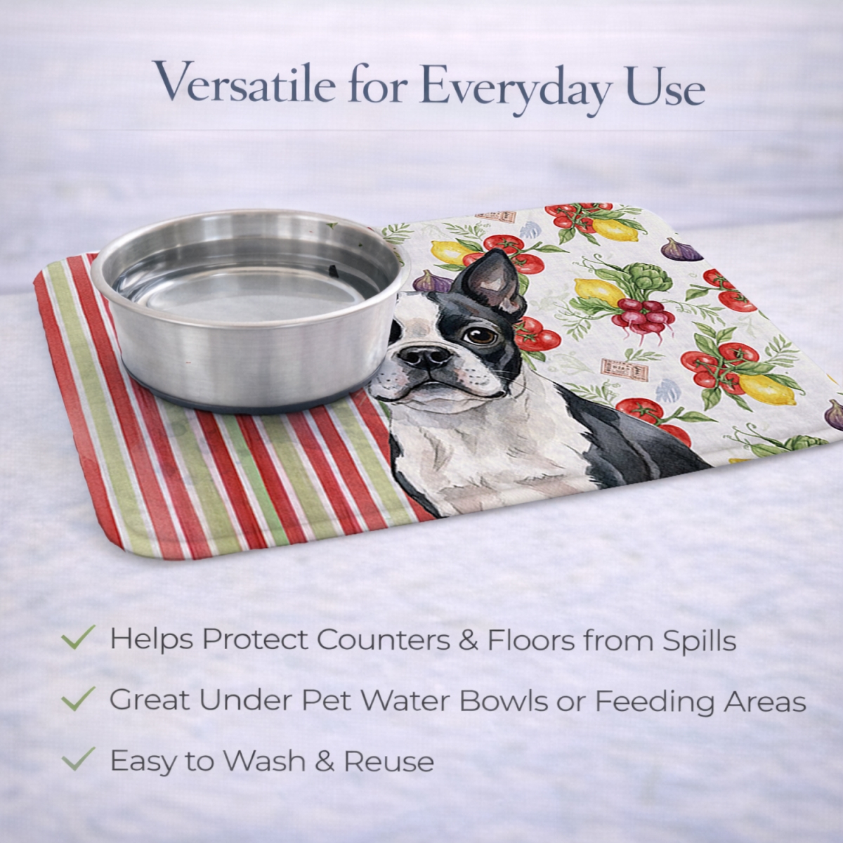 Picture of Carolines Treasures WDK8132DDM 21 x 14 in. Boston Terrier Vegetables Dish Drying Mat