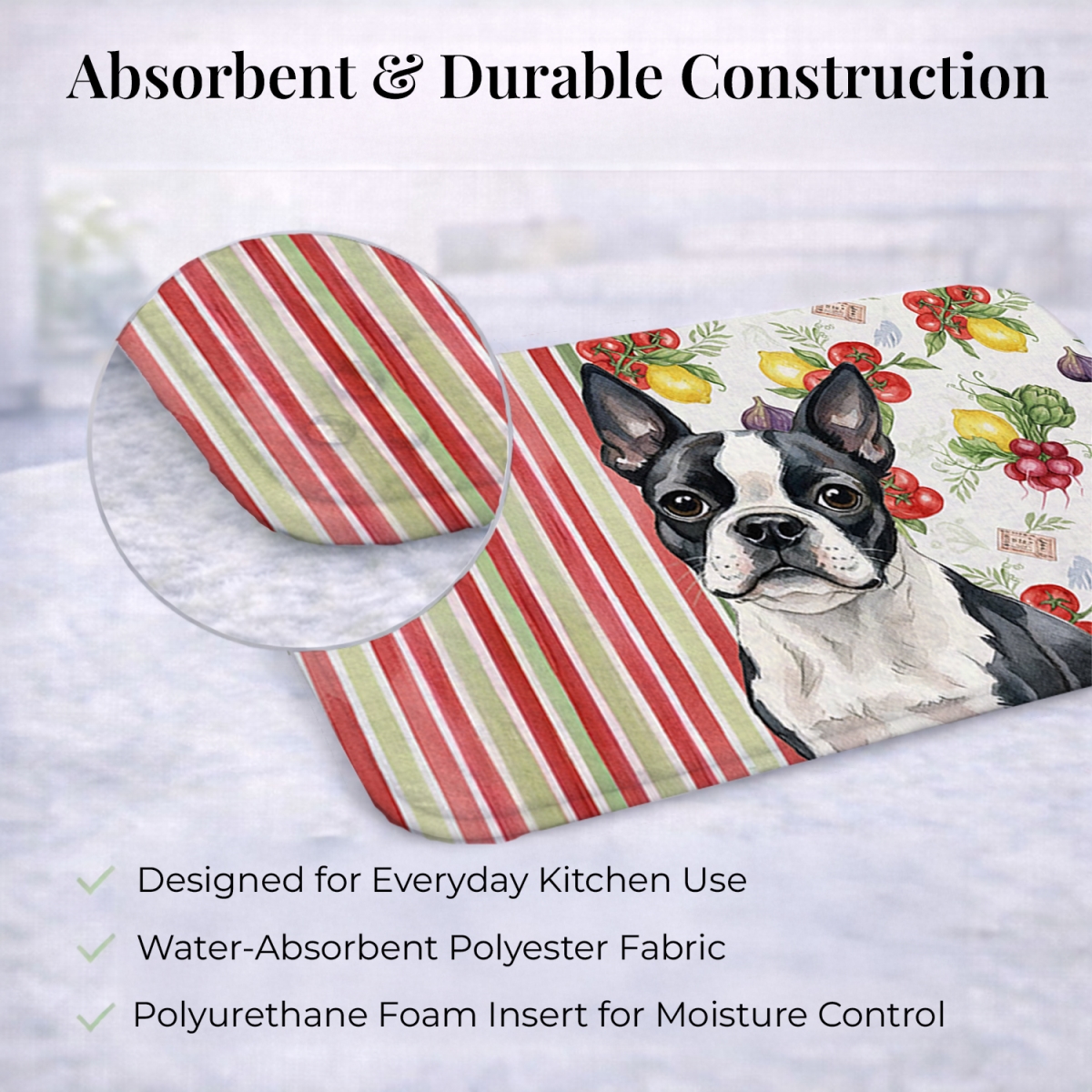 Picture of Carolines Treasures WDK8132DDM 21 x 14 in. Boston Terrier Vegetables Dish Drying Mat