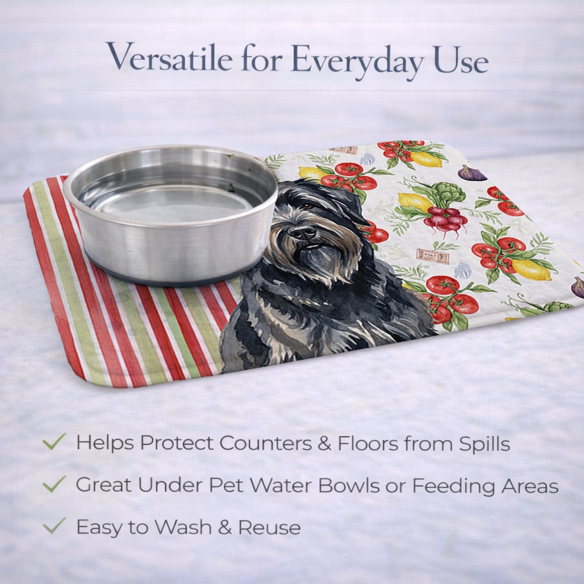 Picture of Carolines Treasures WDK8133DDM 21 x 14 in. Bouvier Des Flandres Vegetables Dish Drying Mat