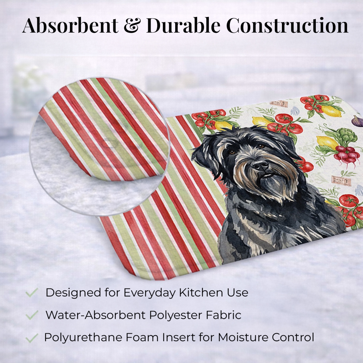 Picture of Carolines Treasures WDK8133DDM 21 x 14 in. Bouvier Des Flandres Vegetables Dish Drying Mat