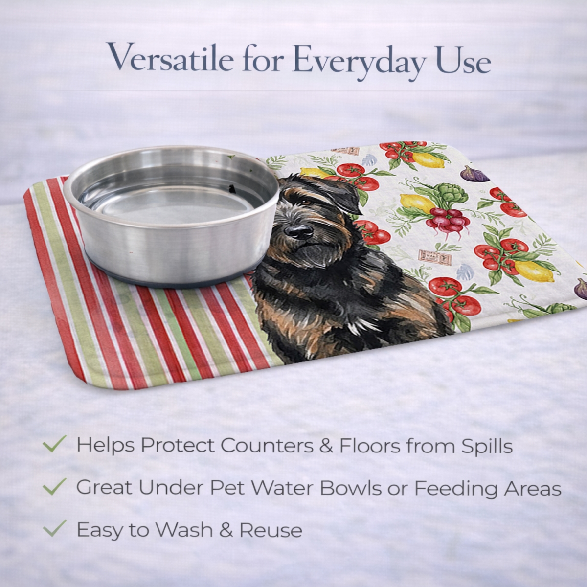 Picture of Carolines Treasures WDK8134DDM 21 x 14 in. Brindle Bouvier Des Flandres Vegetables Dish Drying Mat