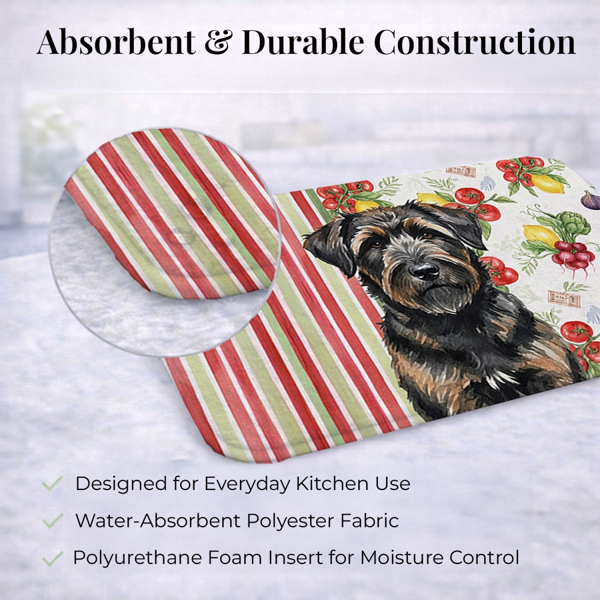 Picture of Carolines Treasures WDK8134DDM 21 x 14 in. Brindle Bouvier Des Flandres Vegetables Dish Drying Mat