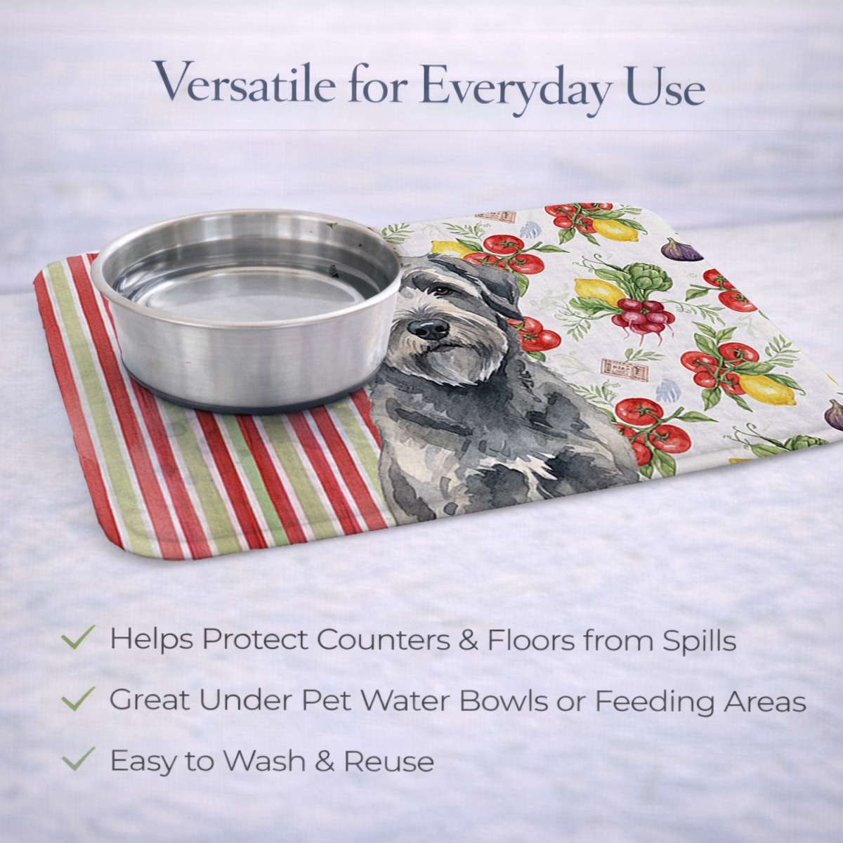 Picture of Carolines Treasures WDK8135DDM 21 x 14 in. Gray Bouvier Des Flandres Vegetables Dish Drying Mat