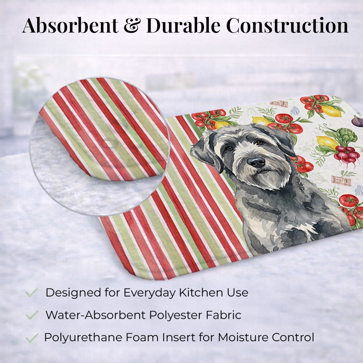 Picture of Carolines Treasures WDK8135DDM 21 x 14 in. Gray Bouvier Des Flandres Vegetables Dish Drying Mat