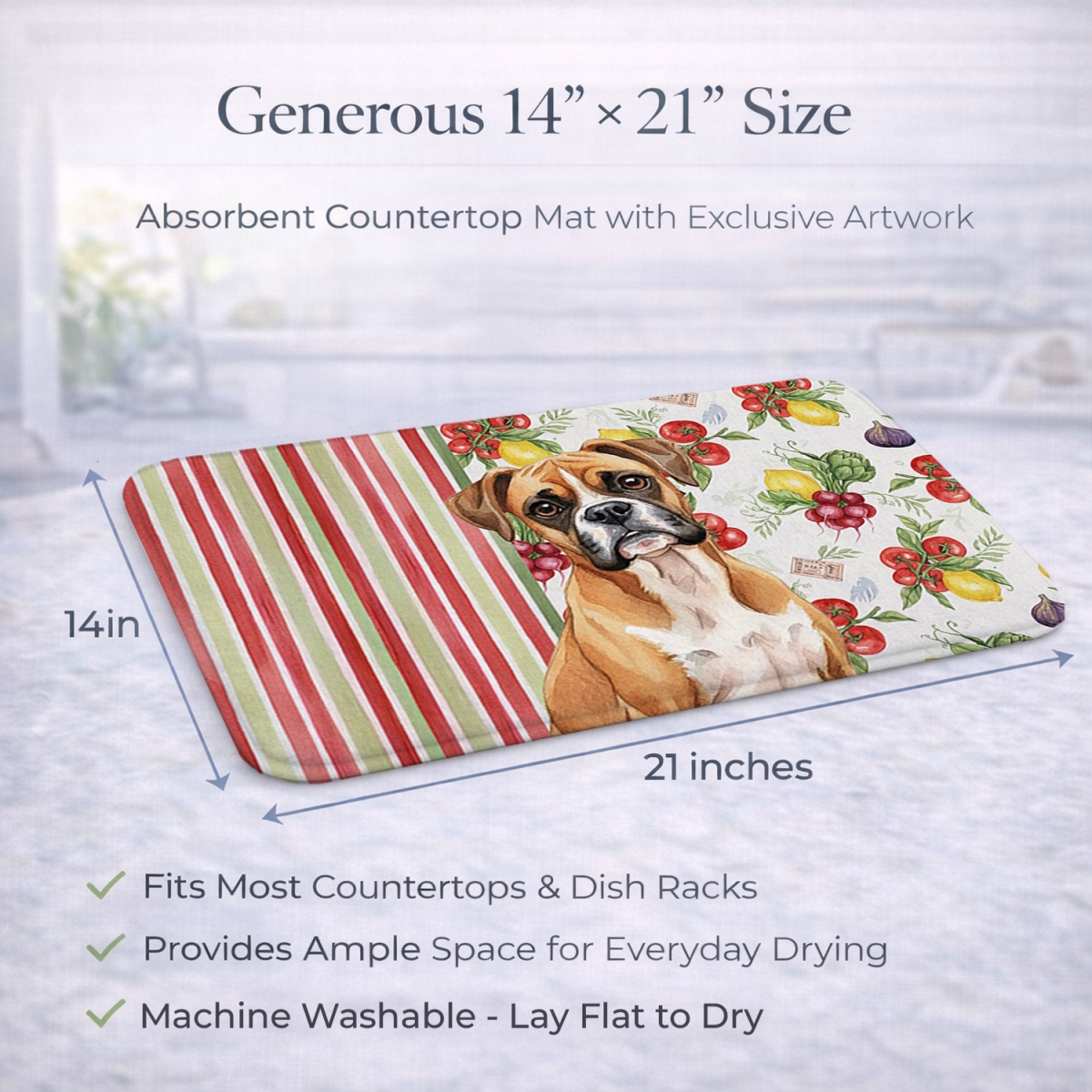 Picture of Carolines Treasures WDK8136DDM 21 x 14 in. Boxer Vegetables Dish Drying Mat