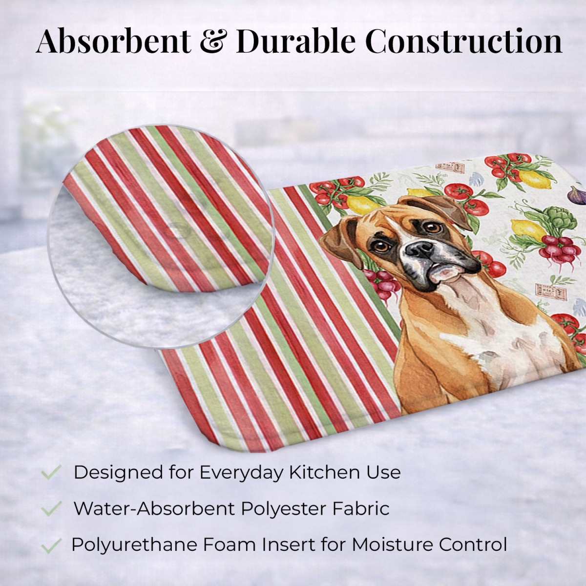 Picture of Carolines Treasures WDK8136DDM 21 x 14 in. Boxer Vegetables Dish Drying Mat