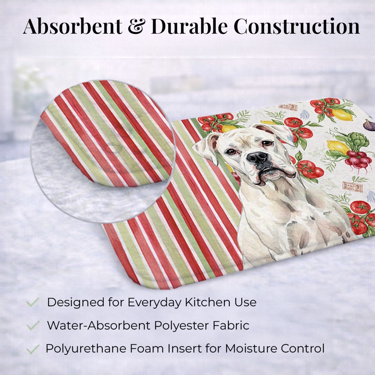 Picture of Carolines Treasures WDK8137DDM 21 x 14 in. White Boxer Vegetables Dish Drying Mat