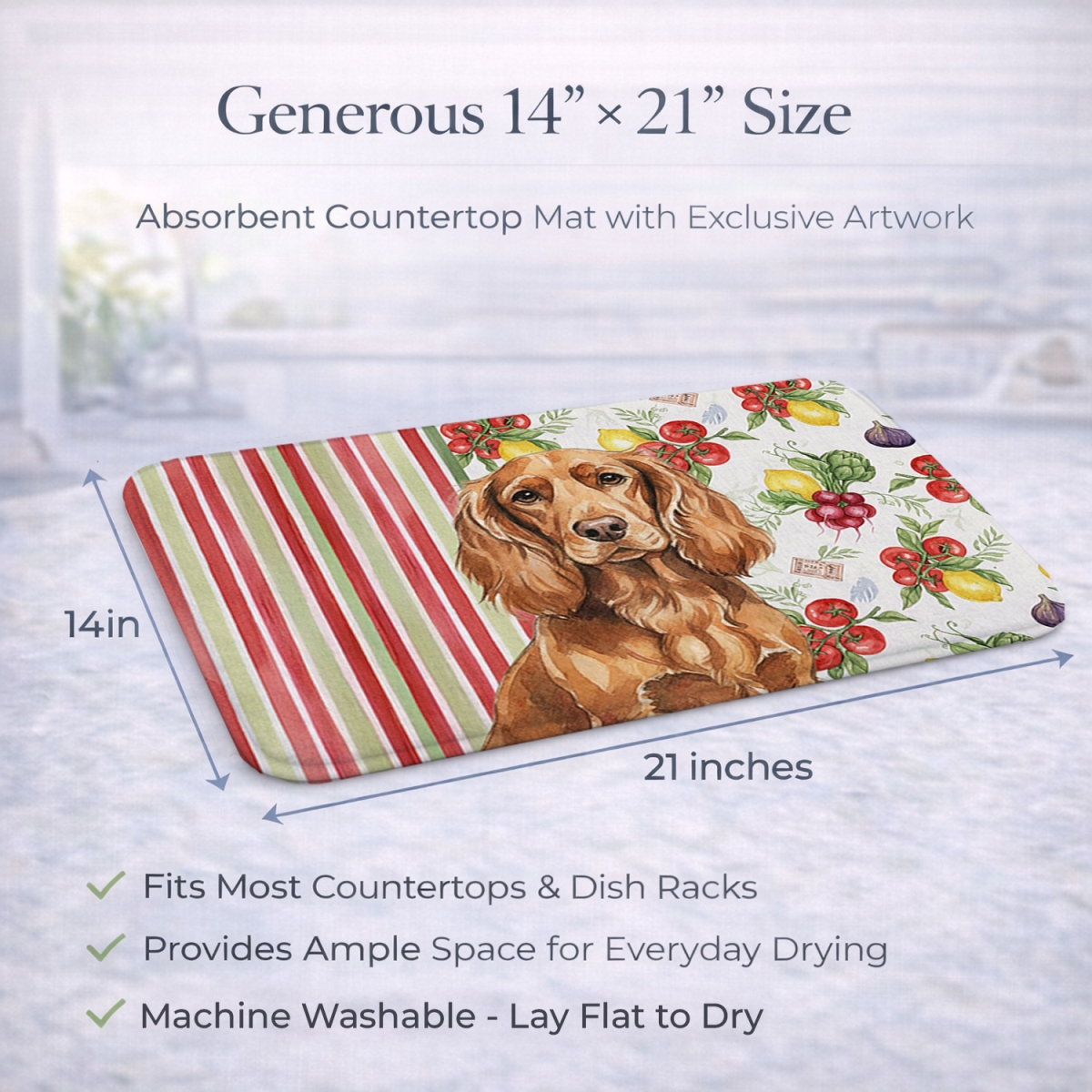 Picture of Carolines Treasures WDK8138DDM 21 x 14 in. Boykin Spaniel Vegetables Dish Drying Mat