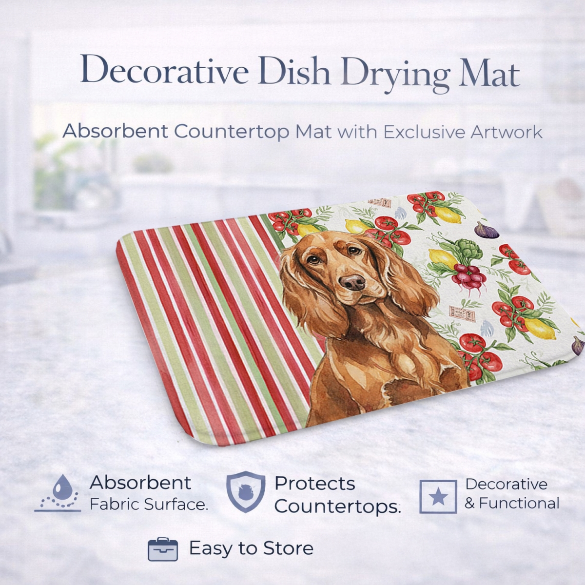 Picture of Carolines Treasures WDK8138DDM 21 x 14 in. Boykin Spaniel Vegetables Dish Drying Mat