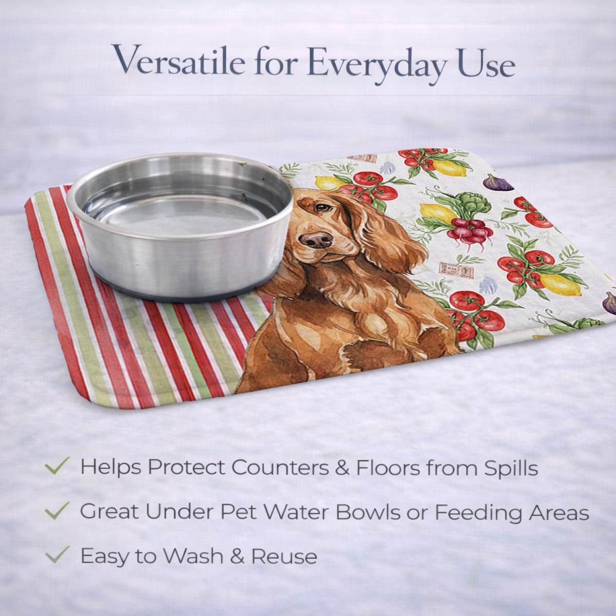 Picture of Carolines Treasures WDK8138DDM 21 x 14 in. Boykin Spaniel Vegetables Dish Drying Mat
