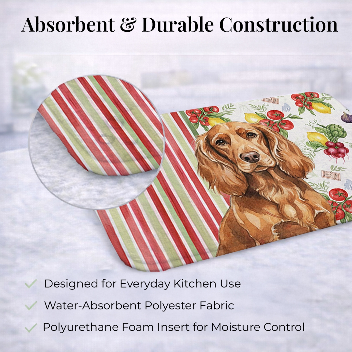 Picture of Carolines Treasures WDK8138DDM 21 x 14 in. Boykin Spaniel Vegetables Dish Drying Mat