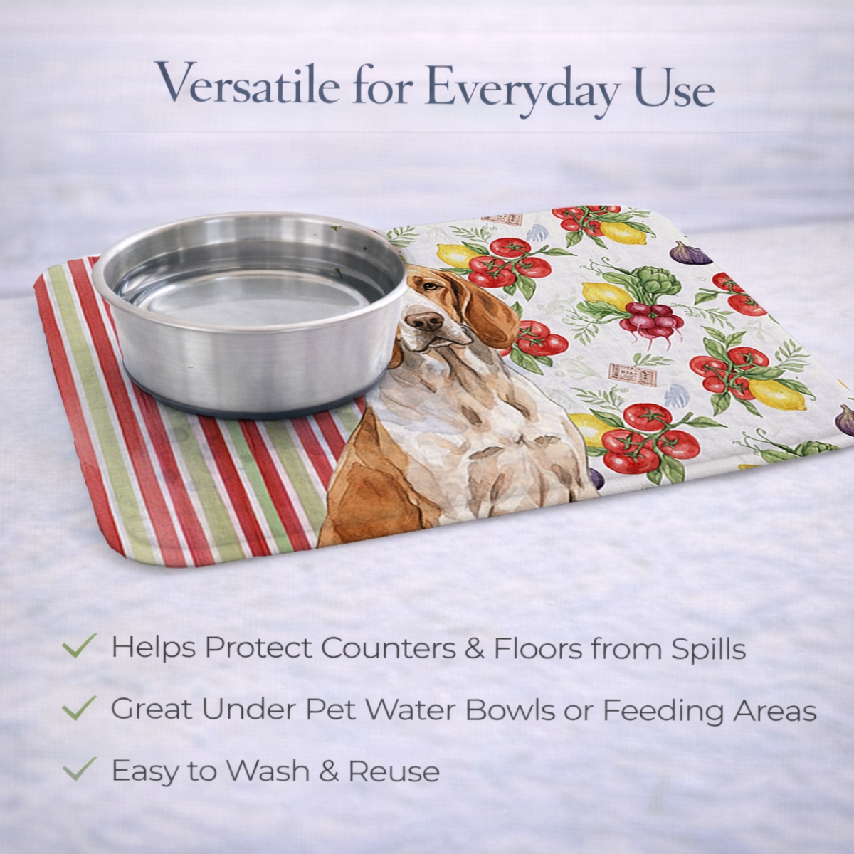 Picture of Carolines Treasures WDK8139DDM 21 x 14 in. Bracco Italiano Vegetables Dish Drying Mat