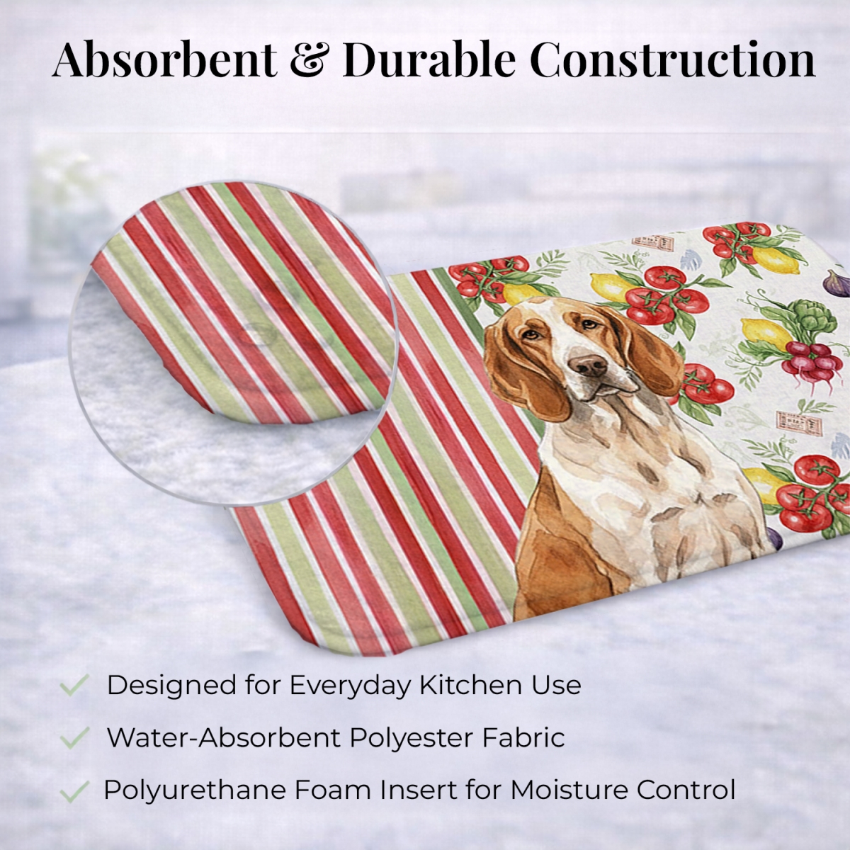 Picture of Carolines Treasures WDK8139DDM 21 x 14 in. Bracco Italiano Vegetables Dish Drying Mat