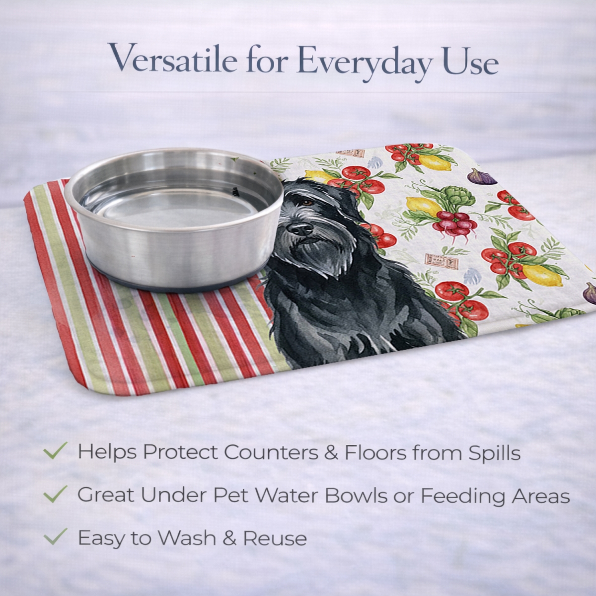 Picture of Carolines Treasures WDK8140DDM 21 x 14 in. Black Briard Vegetables Dish Drying Mat