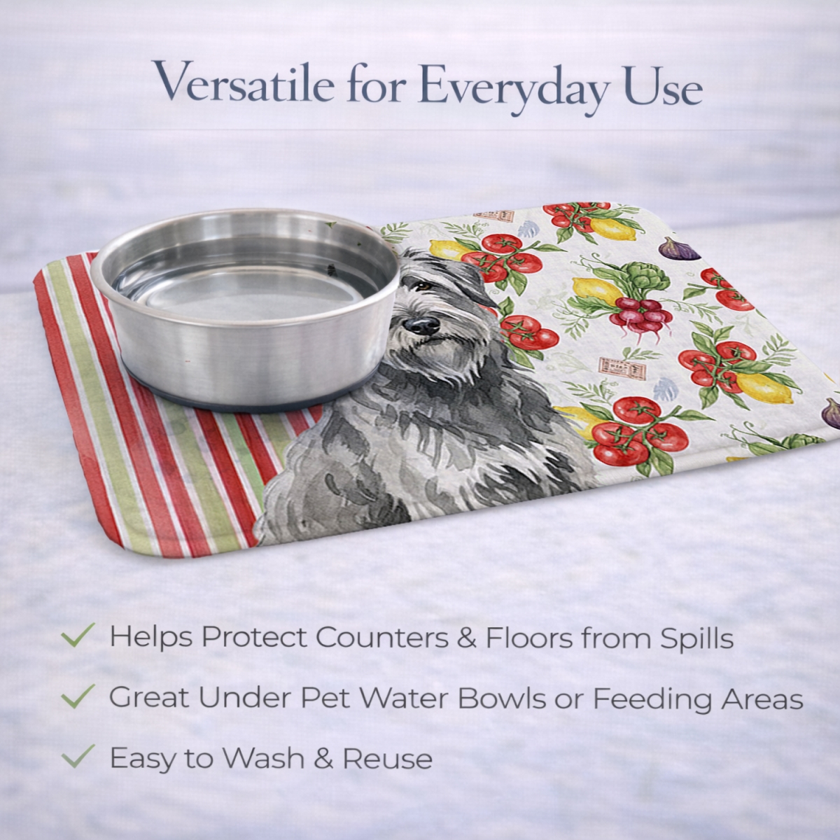 Picture of Carolines Treasures WDK8141DDM 21 x 14 in. Gray Briard Vegetables Dish Drying Mat