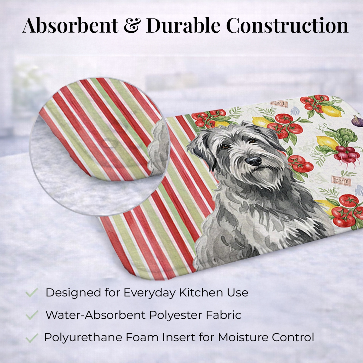 Picture of Carolines Treasures WDK8141DDM 21 x 14 in. Gray Briard Vegetables Dish Drying Mat