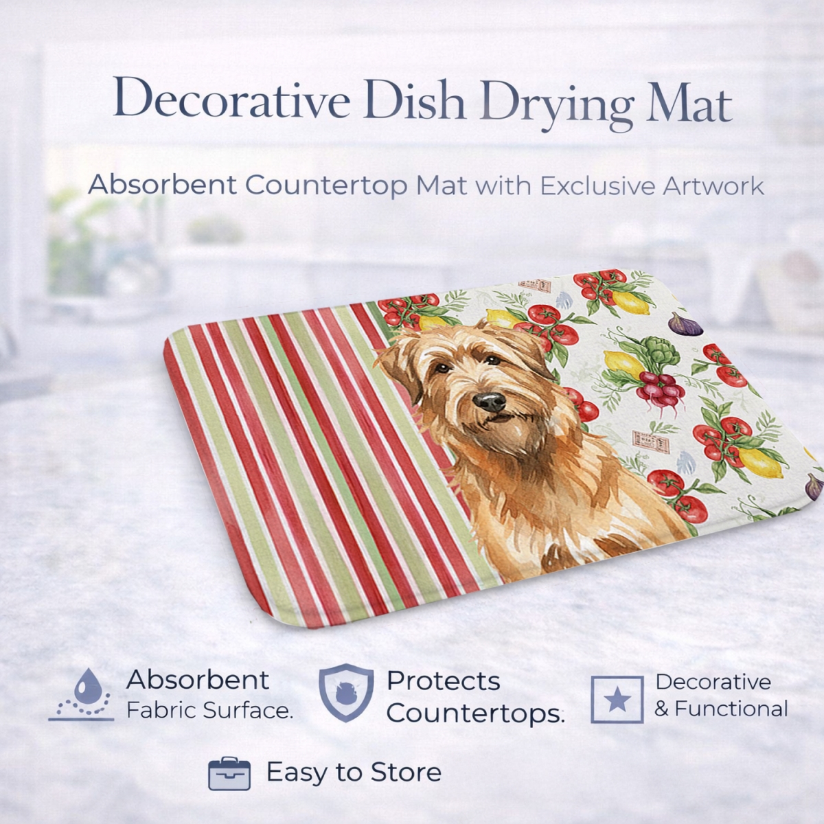Picture of Carolines Treasures WDK8142DDM 21 x 14 in. Tawny Briard Vegetables Dish Drying Mat