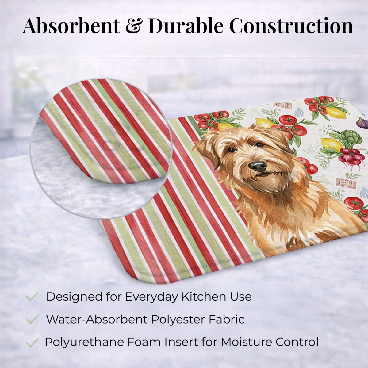Picture of Carolines Treasures WDK8142DDM 21 x 14 in. Tawny Briard Vegetables Dish Drying Mat