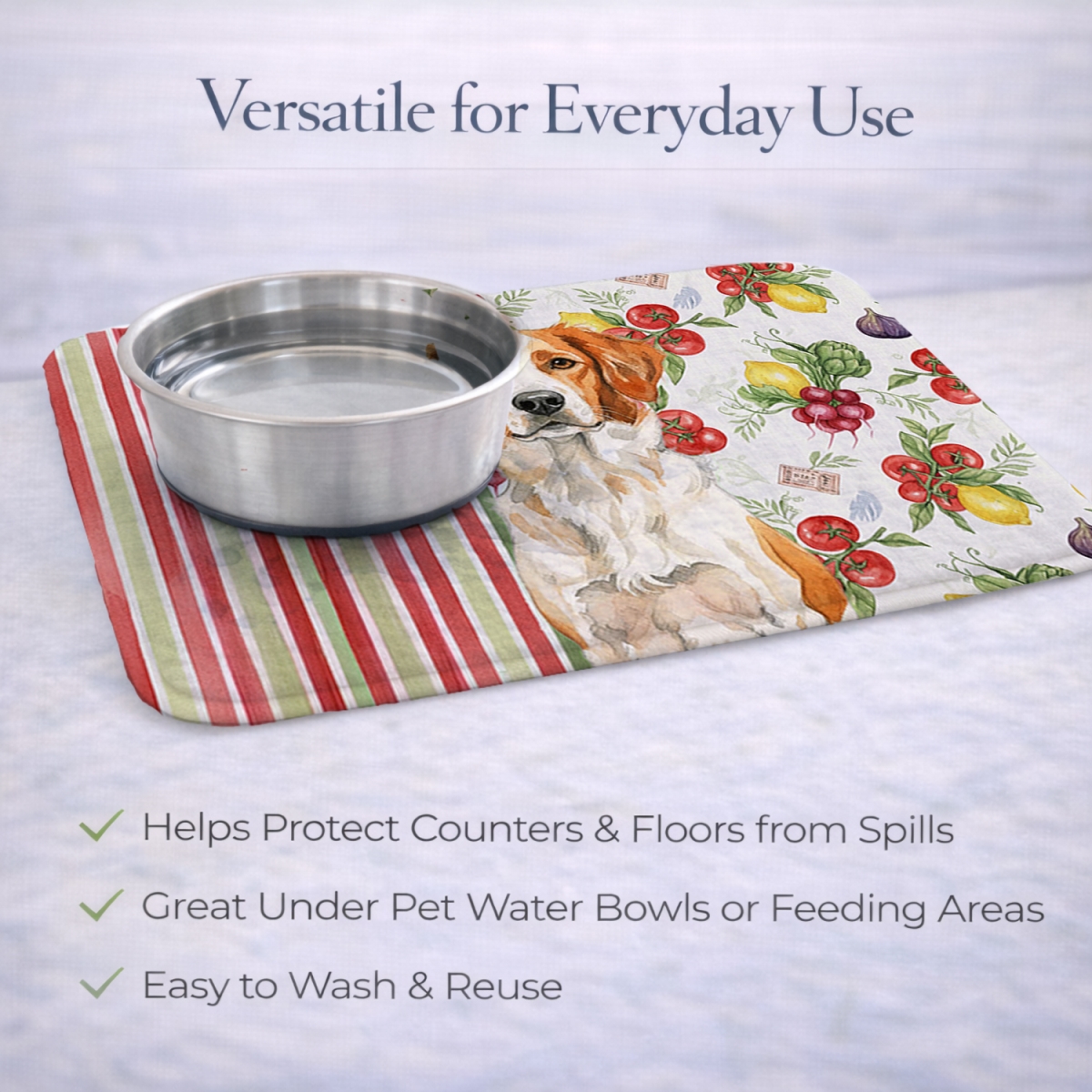 Picture of Carolines Treasures WDK8144DDM 21 x 14 in. Orange & White Brittany Vegetables Dish Drying Mat