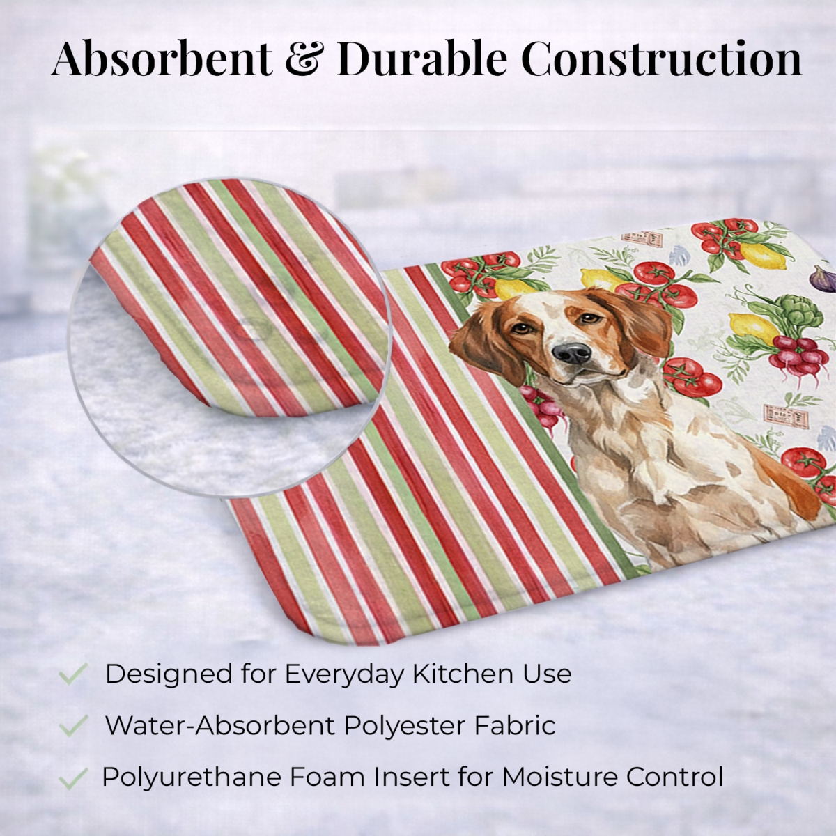 Picture of Carolines Treasures WDK8145DDM 21 x 14 in. Roan Brittany Vegetables Dish Drying Mat