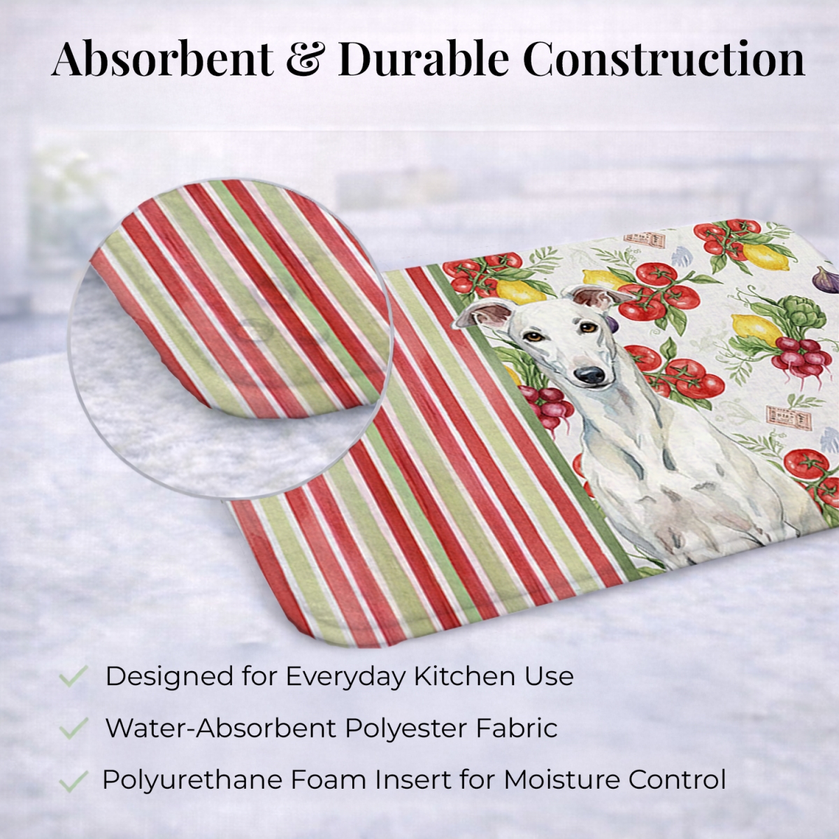 Picture of Carolines Treasures WDK8266DDM 21 x 14 in. White Greyhound Vegetables Dish Drying Mat