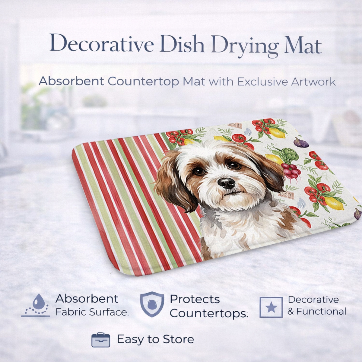 Picture of Carolines Treasures WDK8268DDM 21 x 14 in. Parti-Color Havanese Vegetables Dish Drying Mat