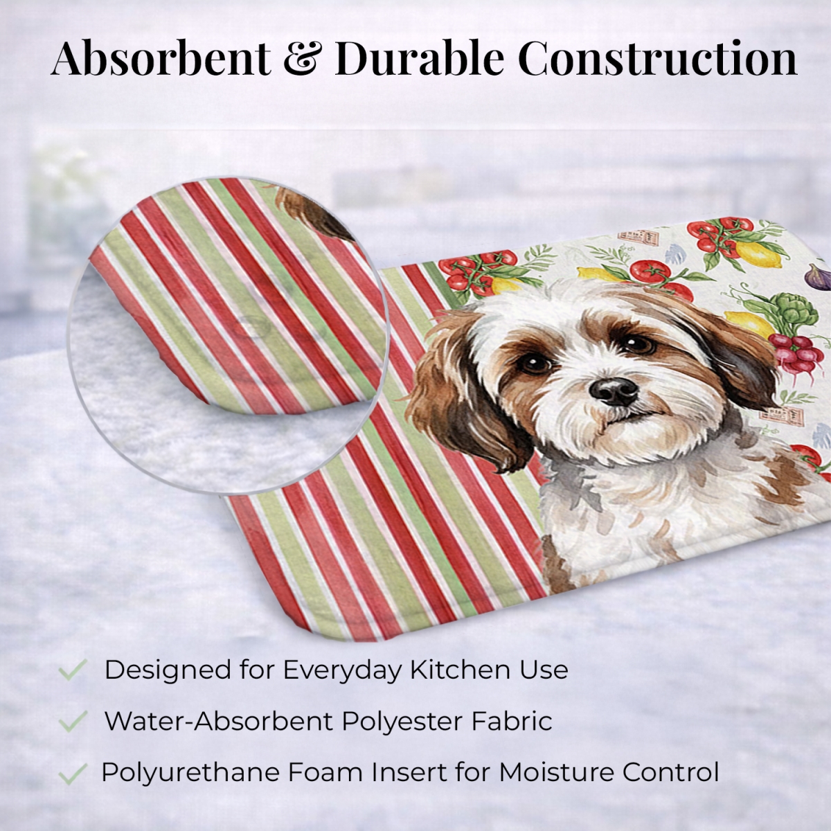Picture of Carolines Treasures WDK8268DDM 21 x 14 in. Parti-Color Havanese Vegetables Dish Drying Mat