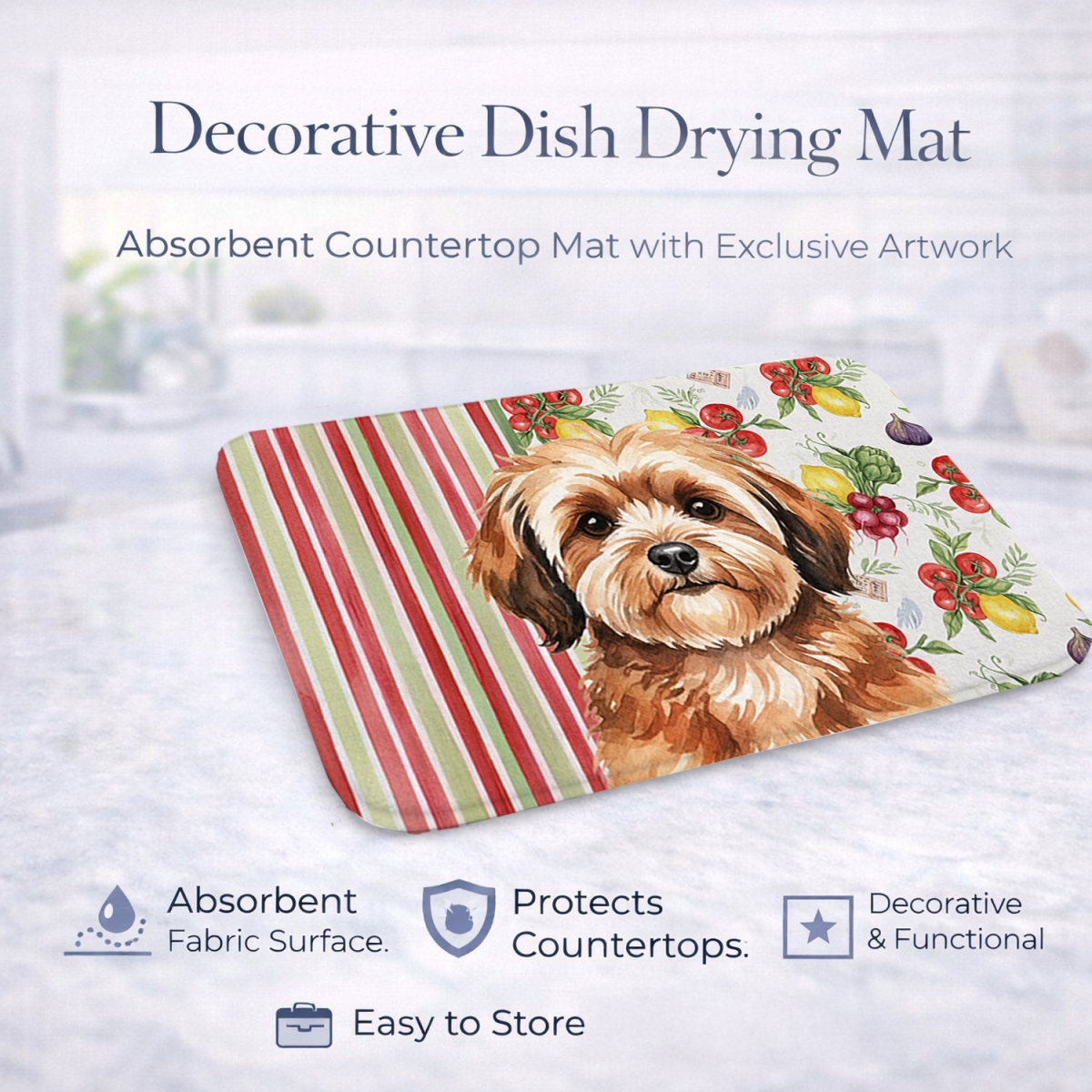 Picture of Carolines Treasures WDK8269DDM 21 x 14 in. Sable Havanese Vegetables Dish Drying Mat