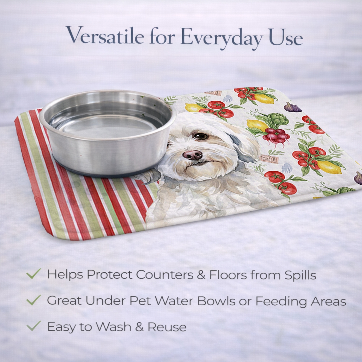 Picture of Carolines Treasures WDK8270DDM 21 x 14 in. White Havanese Vegetables Dish Drying Mat